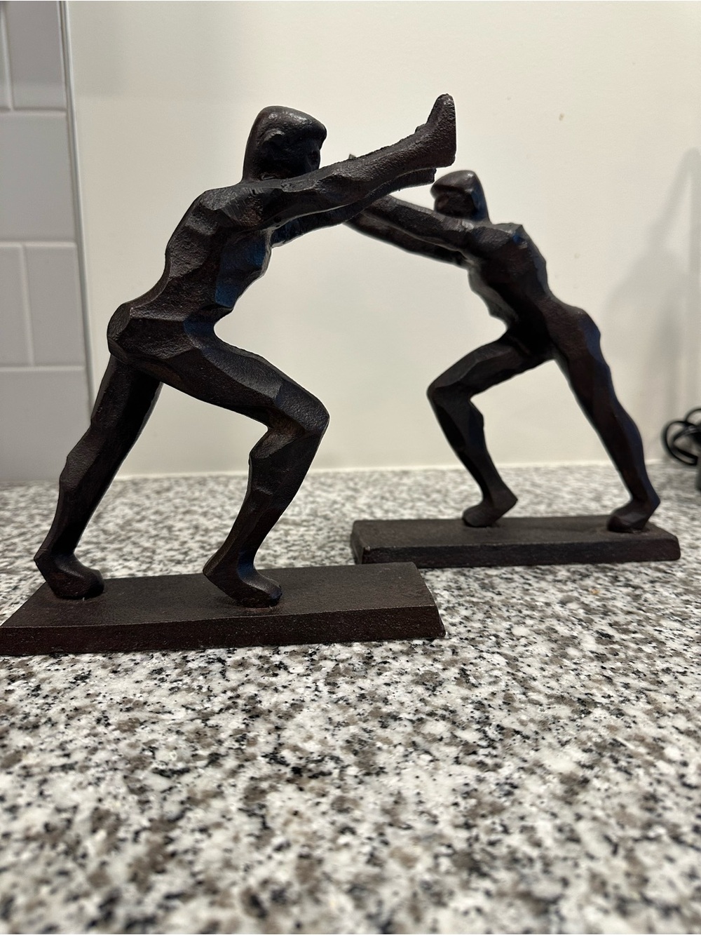 Contemporary Dark Brown Sculptural Bookends – Pair